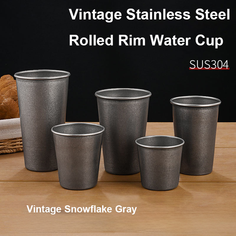 Mug Tea Coffee - Gelas Minum Stainless Steel Perak Retro,