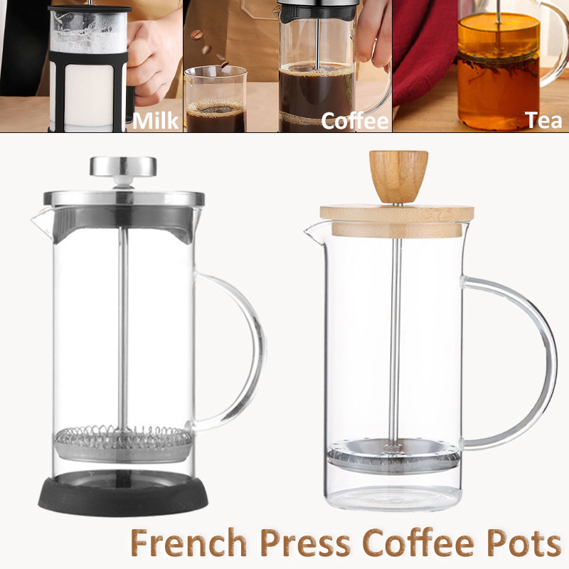French Press Glass - Teko kopi tekan Perancis 350-1000ml, pembuat