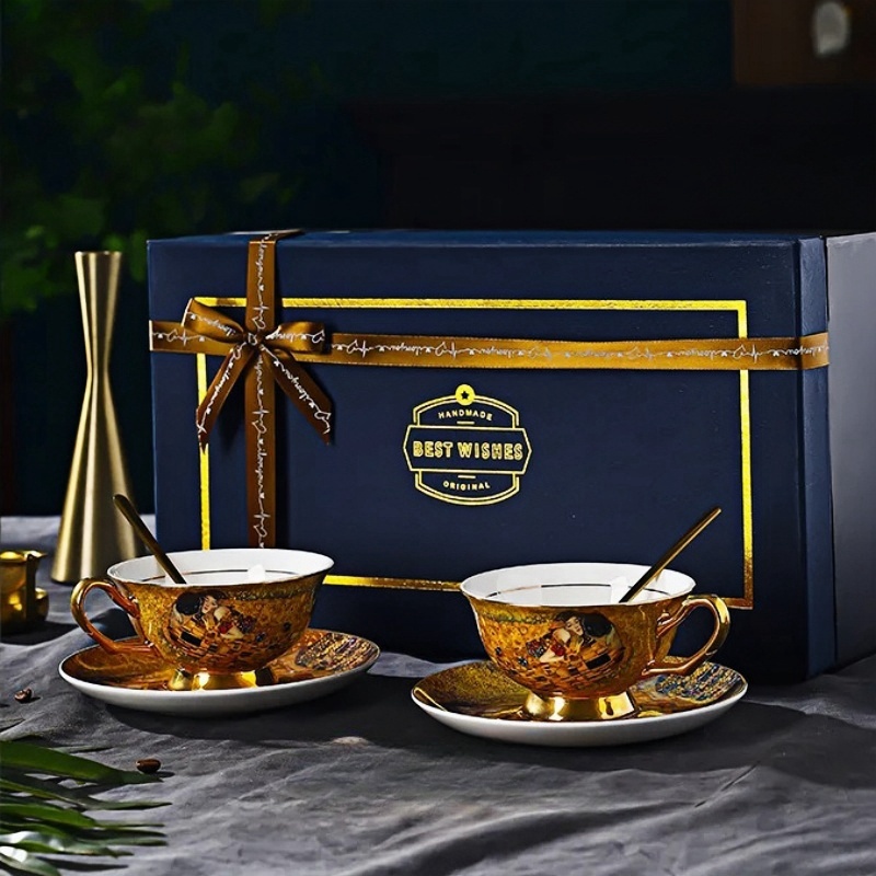 Mug Tea Coffee - Set Kopi Tulang Cina Gaya Barok
