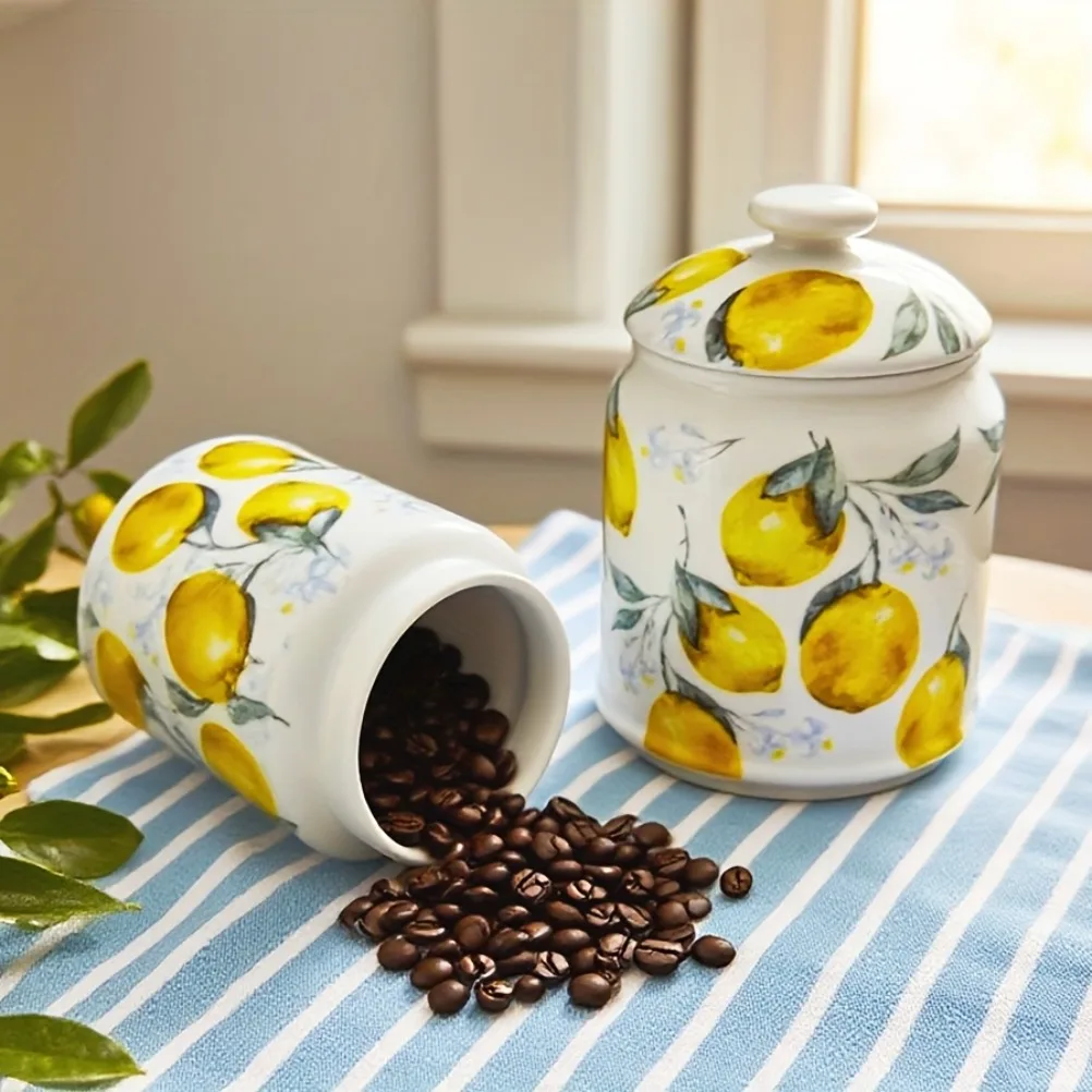 Lemon Tea Coffee - Stoples Keramik Bermotif Lemon 1000ml, Wadah