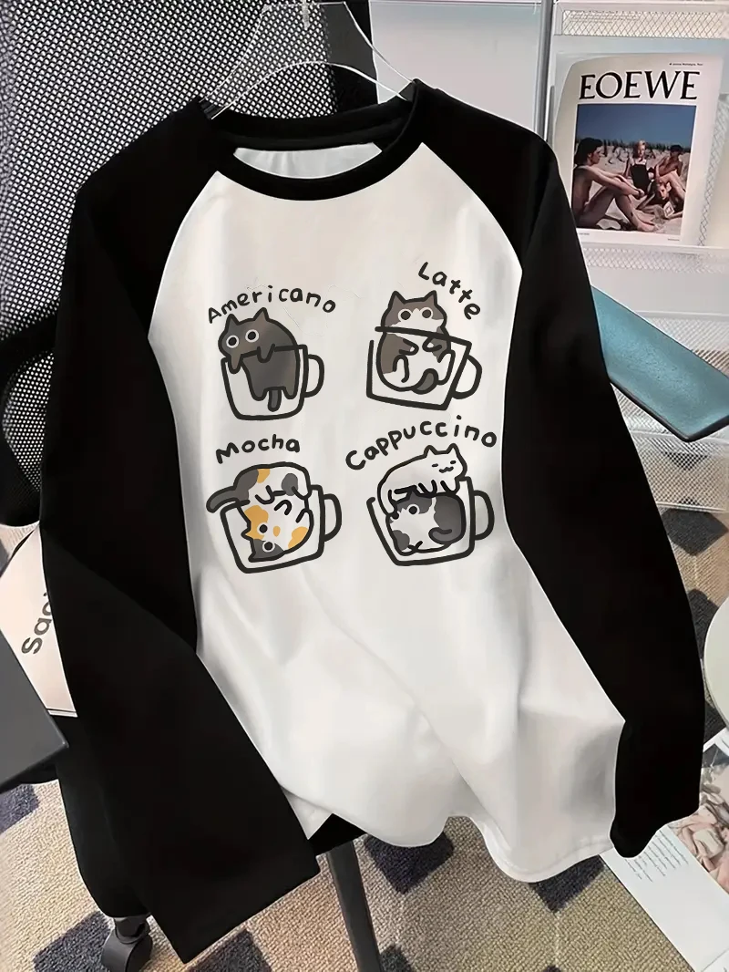Coffee & Tea Phúc Long - Kaos Lengan Panjang Motif Kucing Kopi,