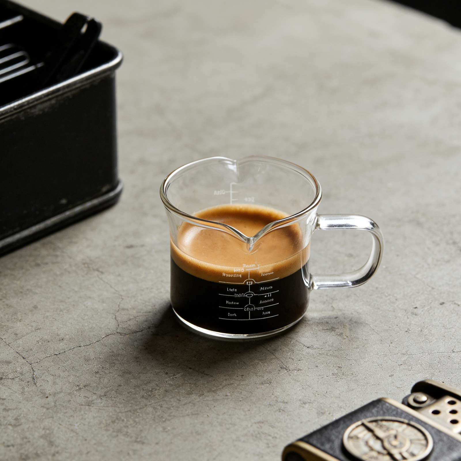 Coffee Tea Cup - Gelas Ukur dengan Dua Corong, Kapasitas