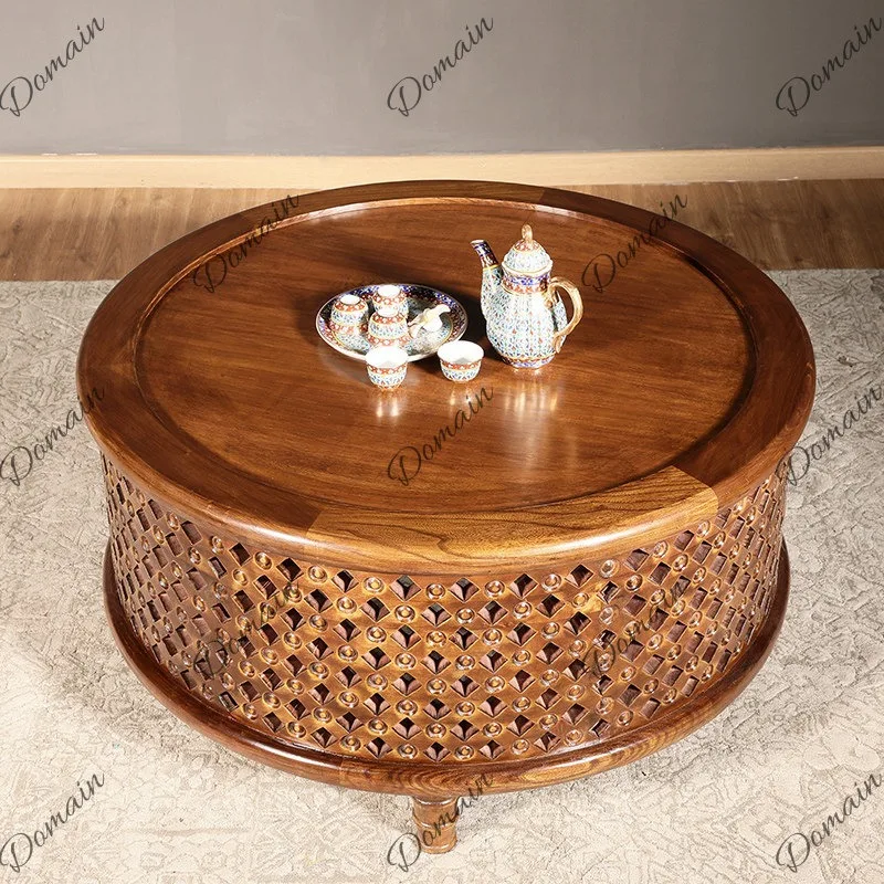 Meja Kopi Bundar Kayu Solid Wa - Coffee Tea Thai ulasan dan harga