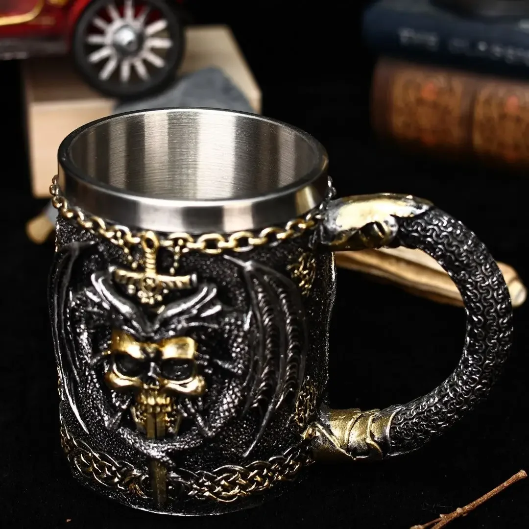 Gelas Bir Motif Pedang Naga, M - Mug Tea Coffee ulasan dan harga